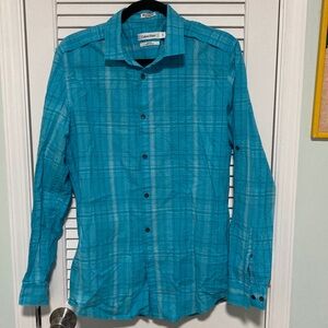Calvin Klein Blue Plaid Men's Shirt